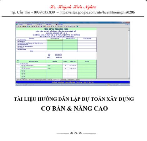 TÀI LIỆU HƯỚNG DẪN LẬP DỰ TOÁN XÂY DỰNG  CƠ BẢN VÀ NÂNG CAO