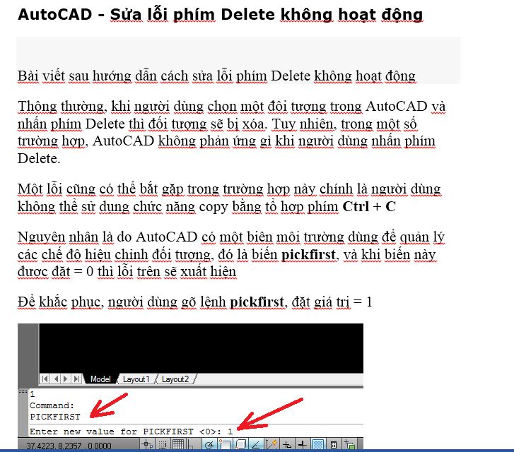 15564480901 Sửa lỗi phím Delete không hoạt động trong autocad