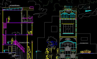 Bản vẽ autocad mẫu nhà phố 4,5 x 6,5m x 3 tầng