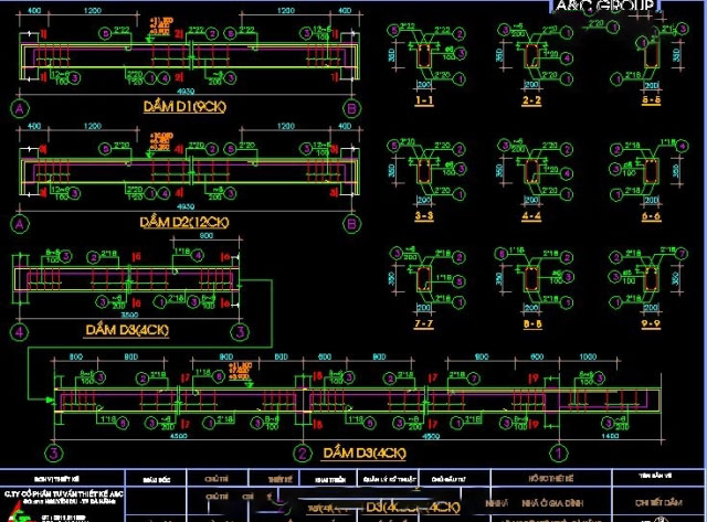 Bản vẽ cad thiết kế kết cấu nhà dân tham khảo