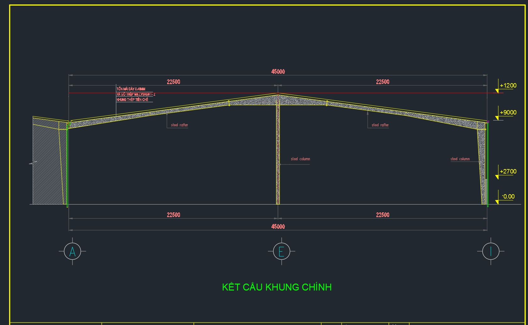 Thiết kế chi tiết nhà xưởng 45x60m file Autocad