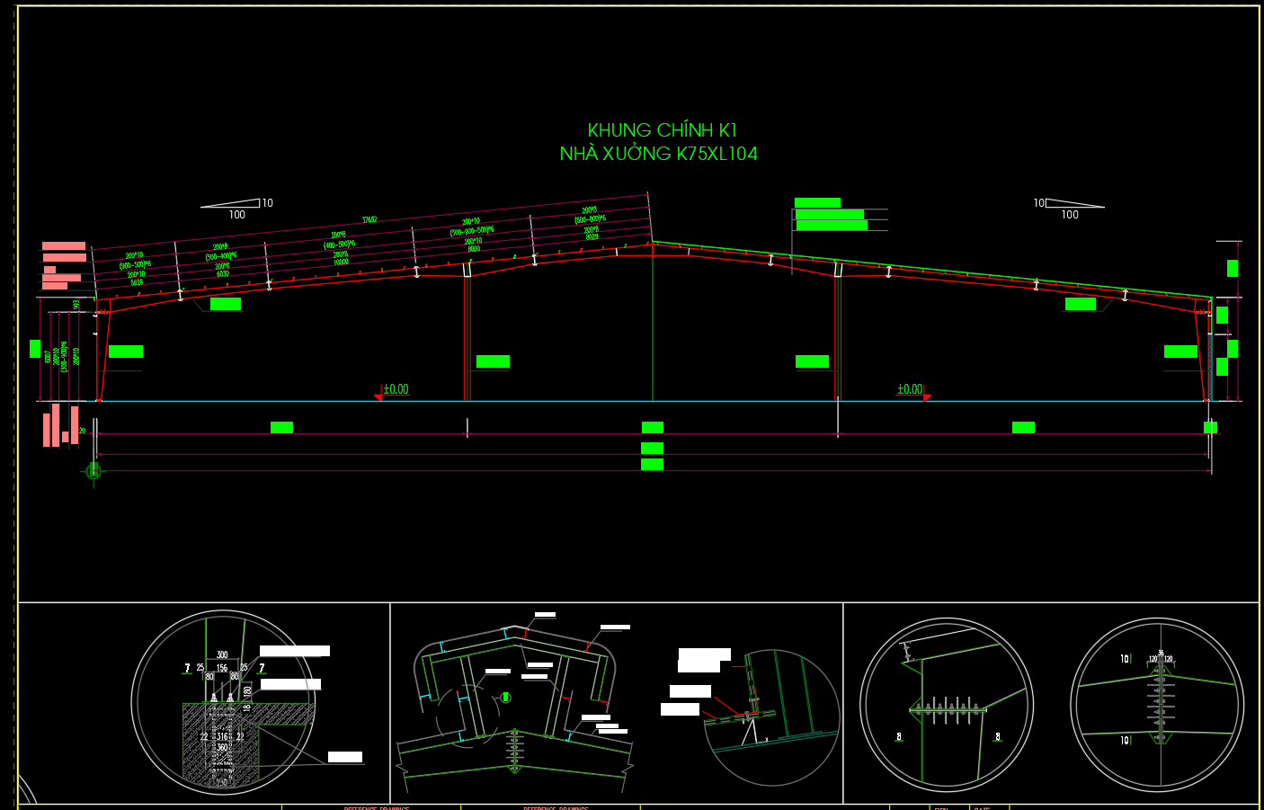 Thiết kế nhà xưởng 75x104m – Bản vẽ đầy đủ