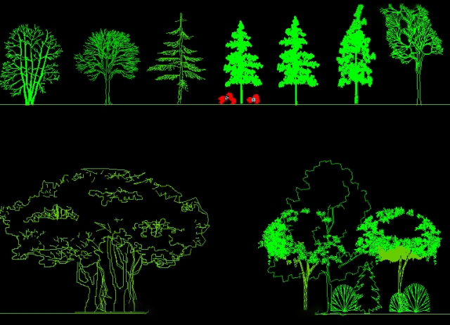 Bản vẽ cad mô hình cây xanh đa dạng phong phú