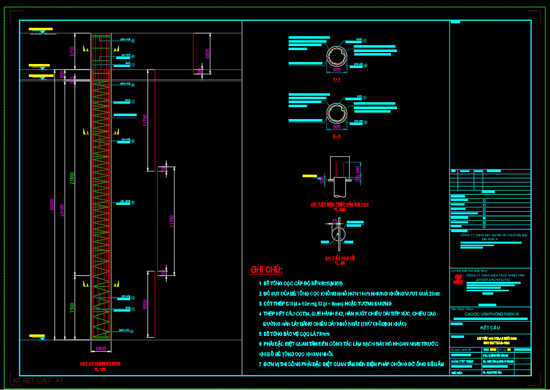 BẢN VẼ CHI TIẾT CỌC KHOAN NHỒI
