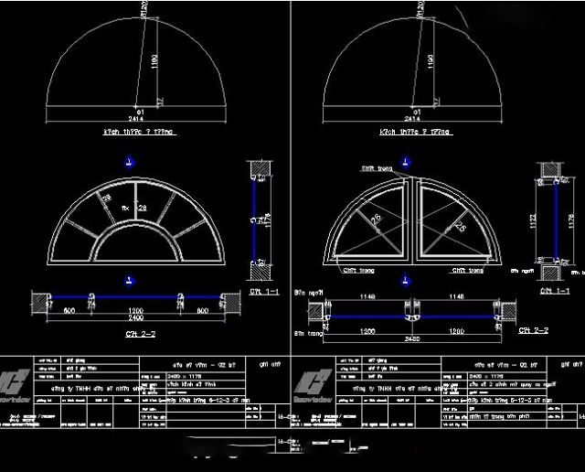 File cad 100 mẫu cửa, vòm, kính các loại 2 cánh, 3 cánh, 4 cánh, trượt, đẩy,….