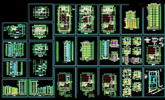 File cad kiến trúc thiết kế tòa nhà chung cư cao tầng
