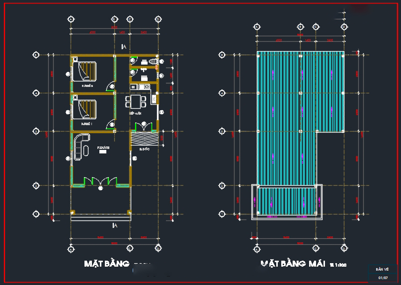 File cad nhà cấp 4 kích thước 8×14.6m free