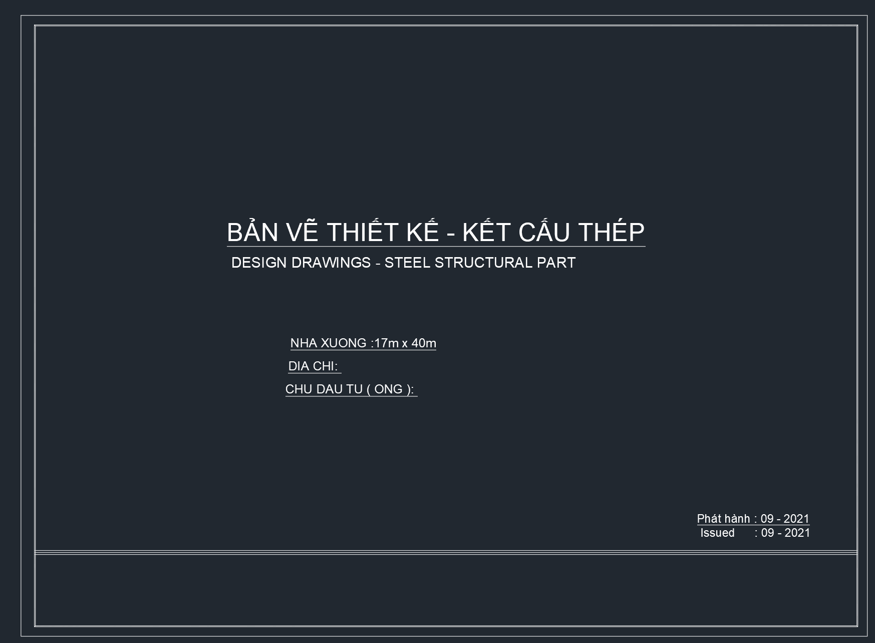 Thiết kế chi tiết nhà xưởng 17x40m file Autocad