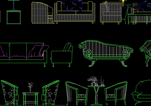 Bản autocad các mẫu ghế sofa thiết kế thông dụng