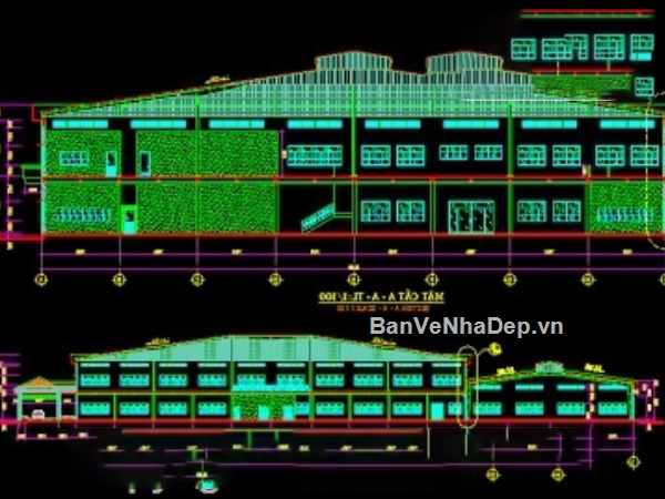 Bản vẽ cad thiết kế nhà xưởng tại Bình Dương