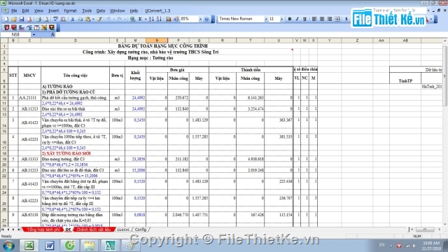 Dự toán nhà Bảo Vệ