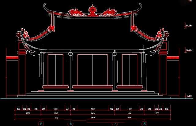 Bản vẽ mẫu nhà thờ họ 3 gian có hậu cung