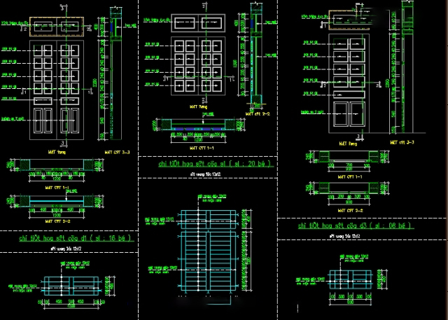 Bản vẽ thiết kế các mẫu bản vẽ cửa, vách kính