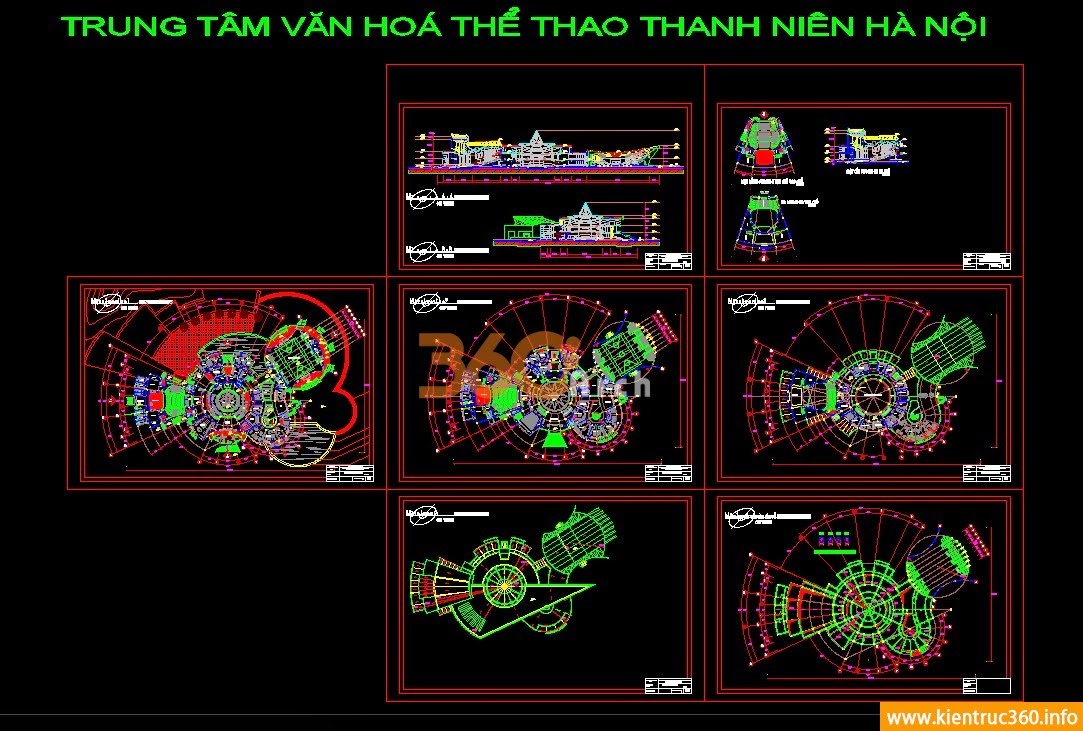 Mẫu thiết kế cung văn hóa Hà Nội file cad kiến trúc